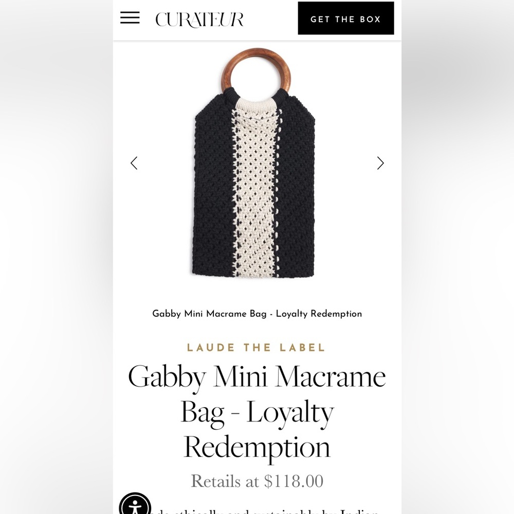 Laude The Label Black and White Gabby Mini Macrame Bag
